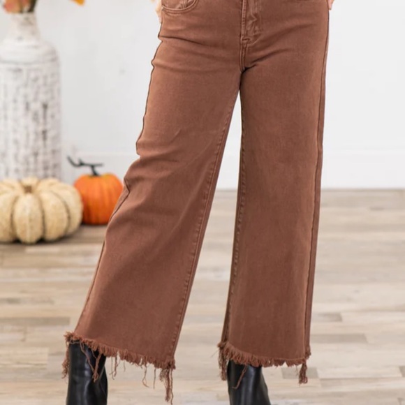 RISEN Wide Leg Jeans Espresso Brown High Rise NWT - Size 1XL (16-18) - Picture 2 of 14